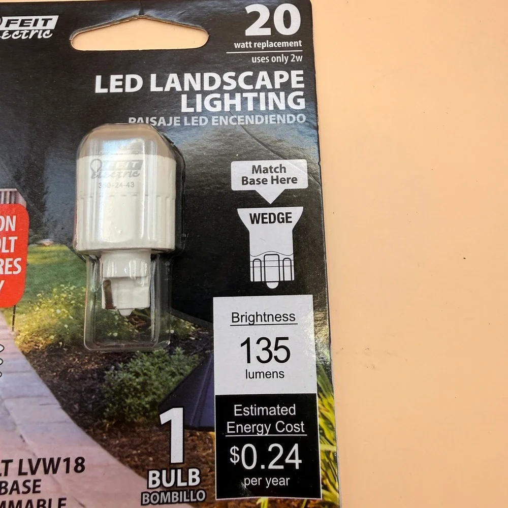 Feit Electric 2W LED Bulb with 20W Equivalent, Dimmable, Wedge Base Bulb, 12 Vo